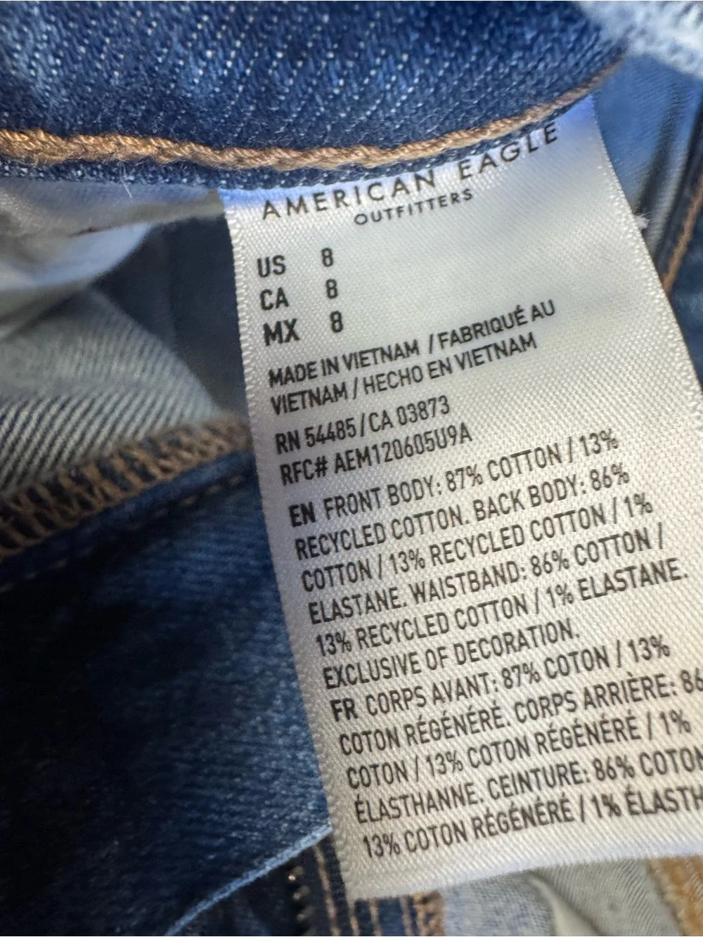 AE 3” Rigid Super High Waist Relaxed Denim Shorts SZ 8 - Picture 10 of 14